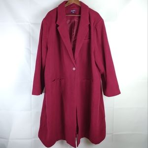 Roaman's Burgundy Wool Overcoat Sz 32W Curvy Plus Size Going Out Elegant Winter